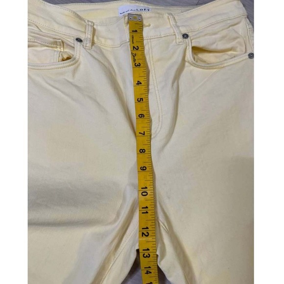 LOFT The Skinny Yellow Cropped Frayed Hem Jeans Women's Size 8 29 - Picture 5 of 9